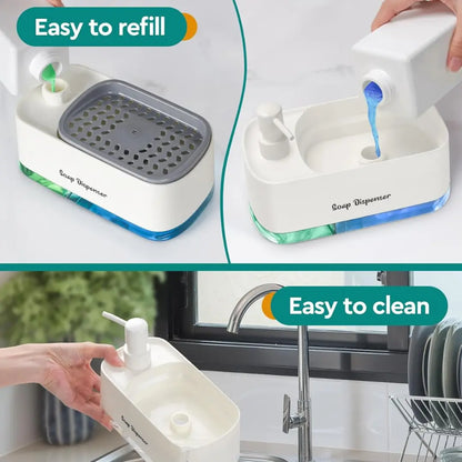 Vestohome Dual Soap and Lotion Dispenser - 2-in-1 Countertop Liquid Pump for Kitchen and Bathroom Organization, 600ml (20.3 oz) Capacity