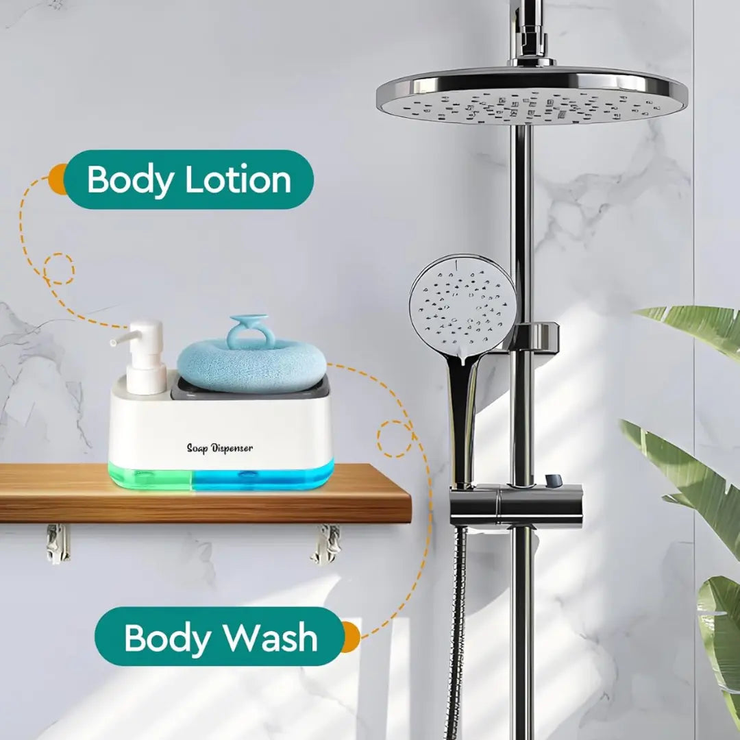 Vestohome Dual Soap and Lotion Dispenser - 2-in-1 Countertop Liquid Pump for Kitchen and Bathroom Organization, 600ml (20.3 oz) Capacity